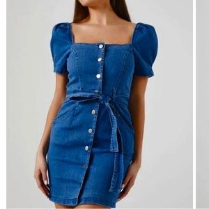 Square neck jean dress